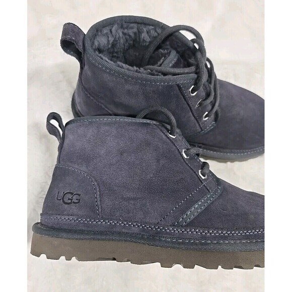 UGG Neumel Suede Fur Chukka BOOTS New Navy Gray Women’s Size 6 - Picture 2 of 10